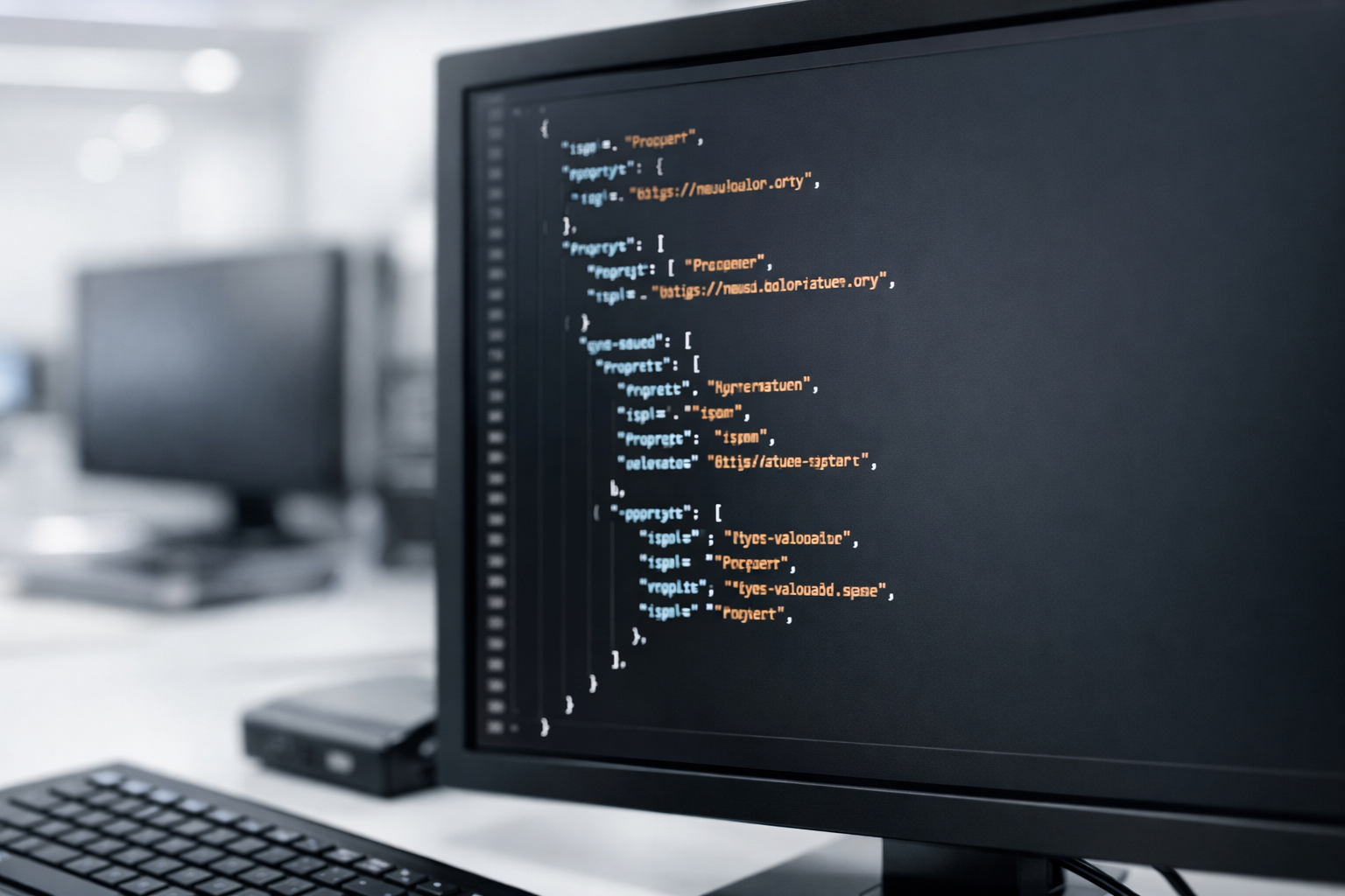 AutoRepair schema markup code on computer screen in office.