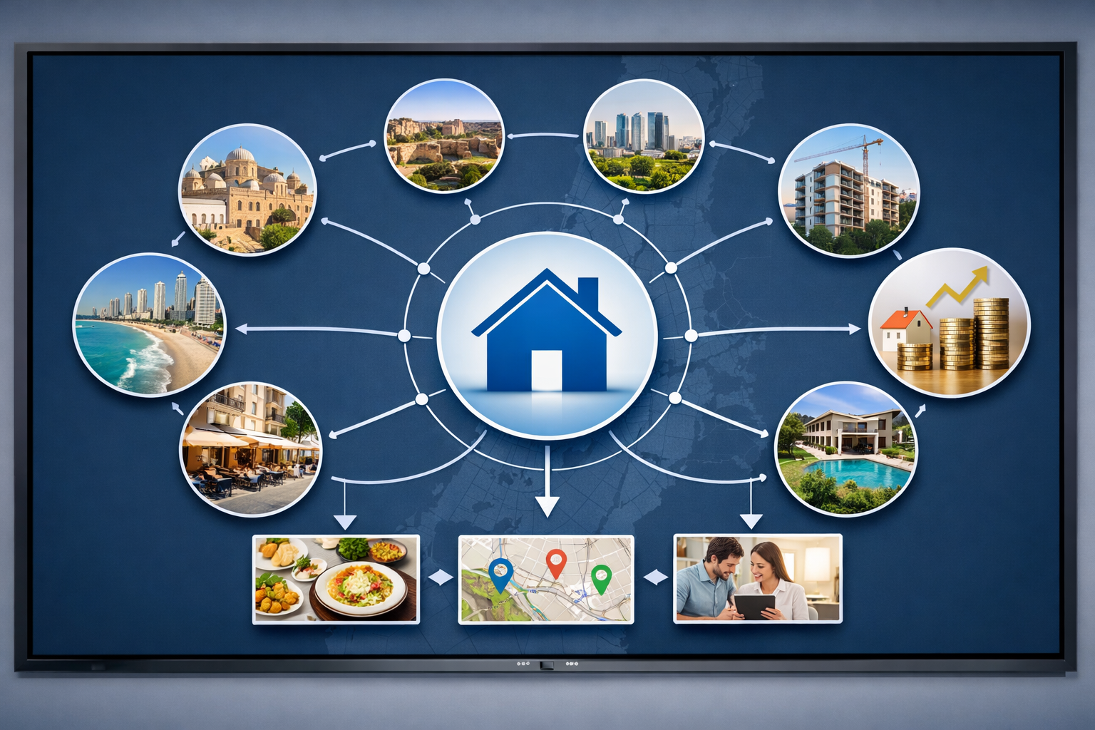 Flowchart showing content linking strategies for real estate markets.