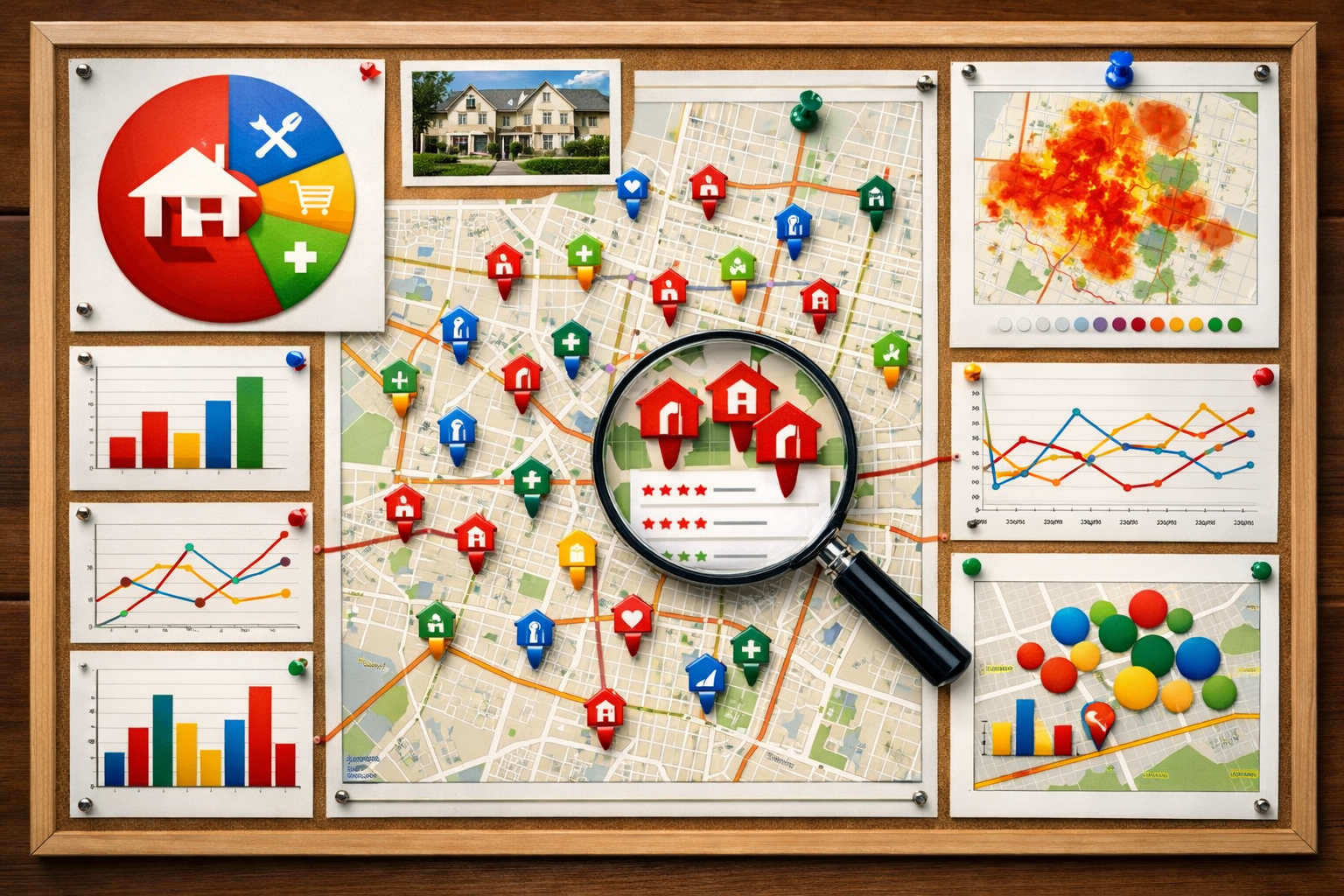 Analysis board with business categories and map pack results for Rishon LeZion.