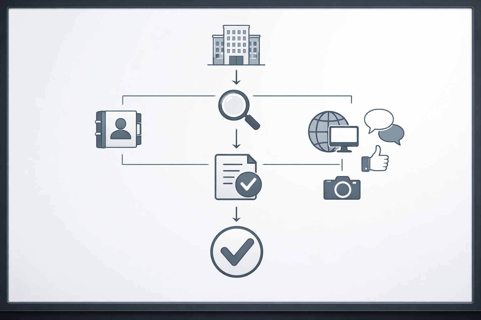 Flowchart of verification process for business authenticity.