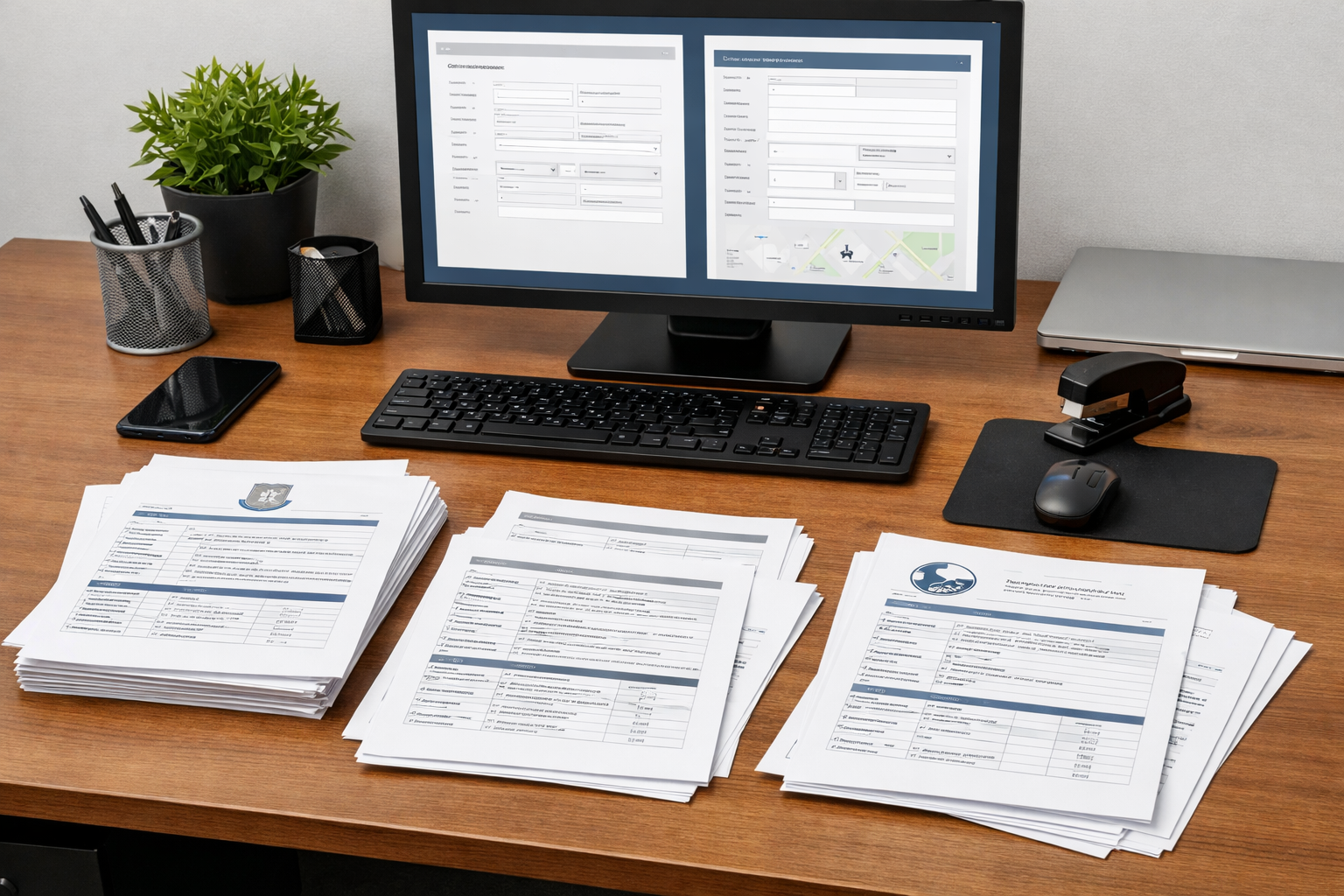 Desk with citation sources for Karmiel rankings and documents.