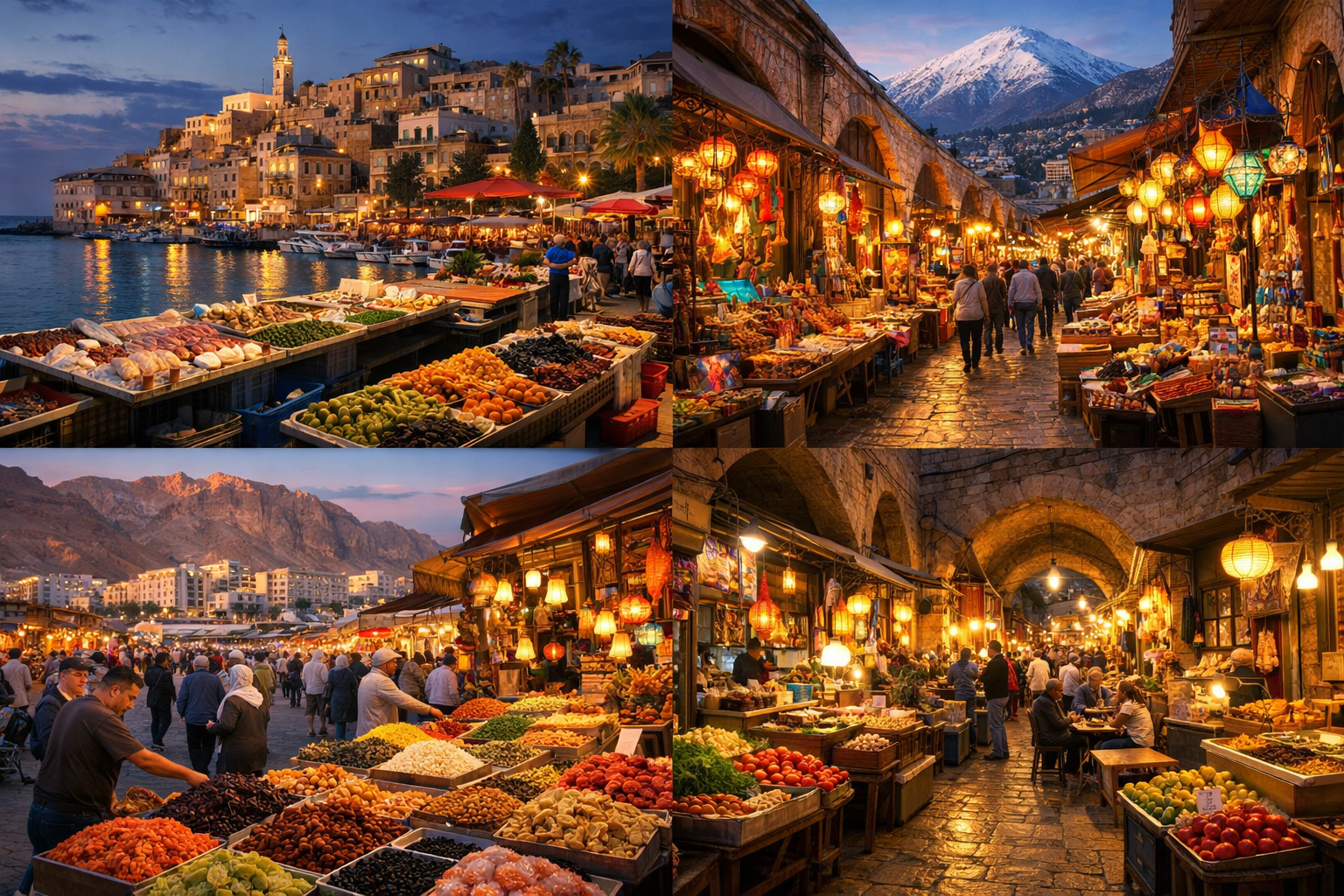 Diverse Israeli cityscapes representing different local markets.