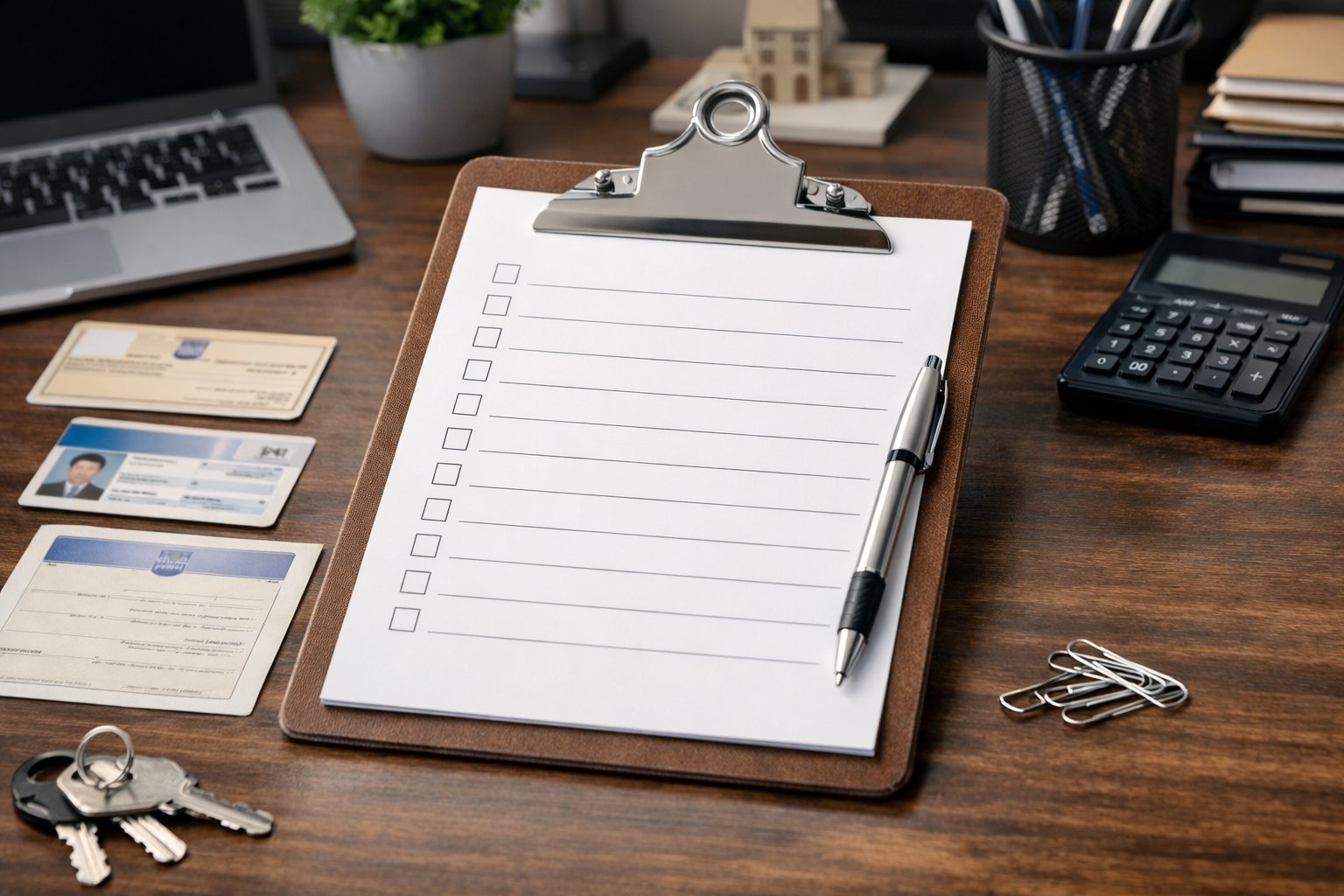 Checklist for directory submission with Hebrew business documents.