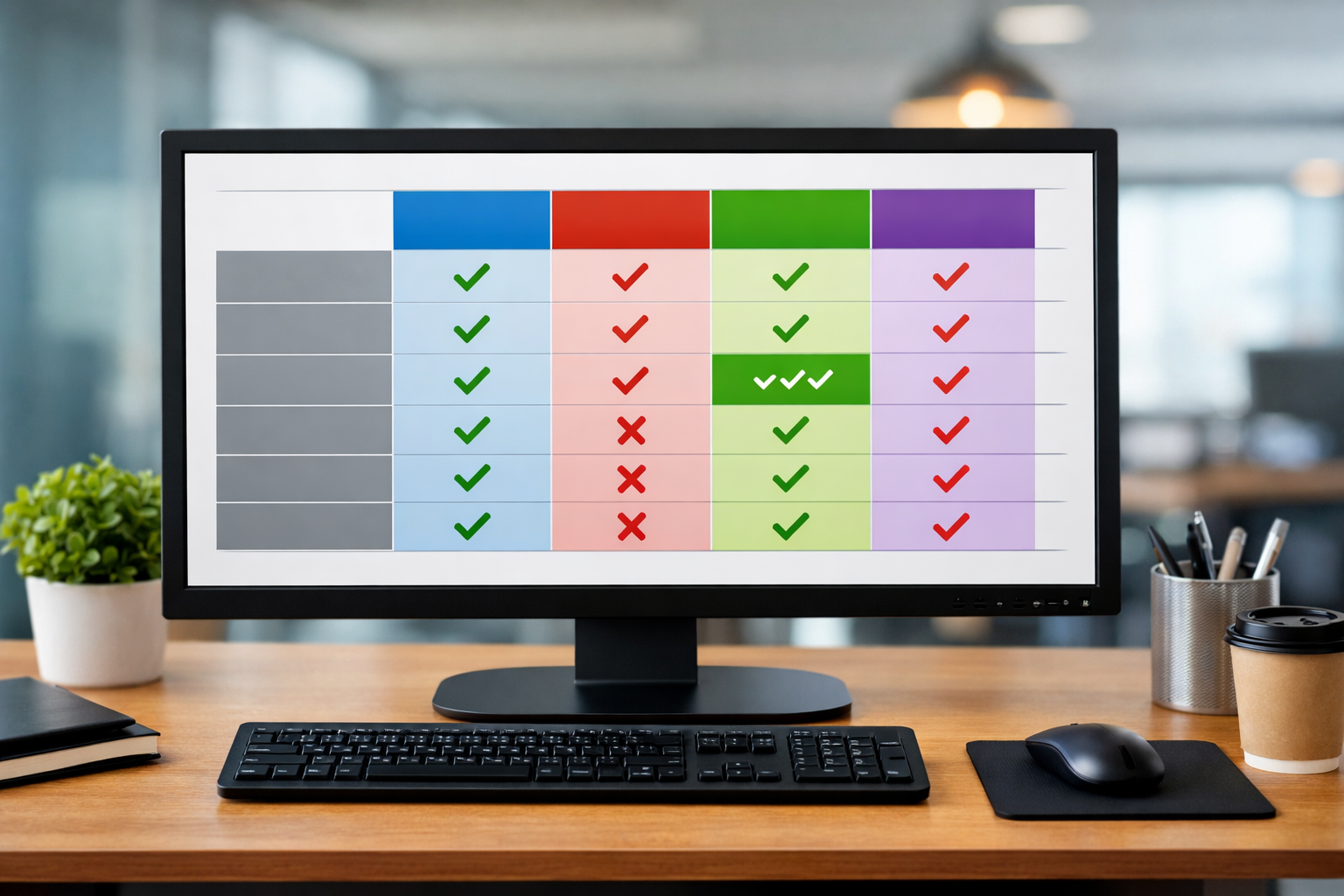 Comparison chart on screen showing features of schema tools.