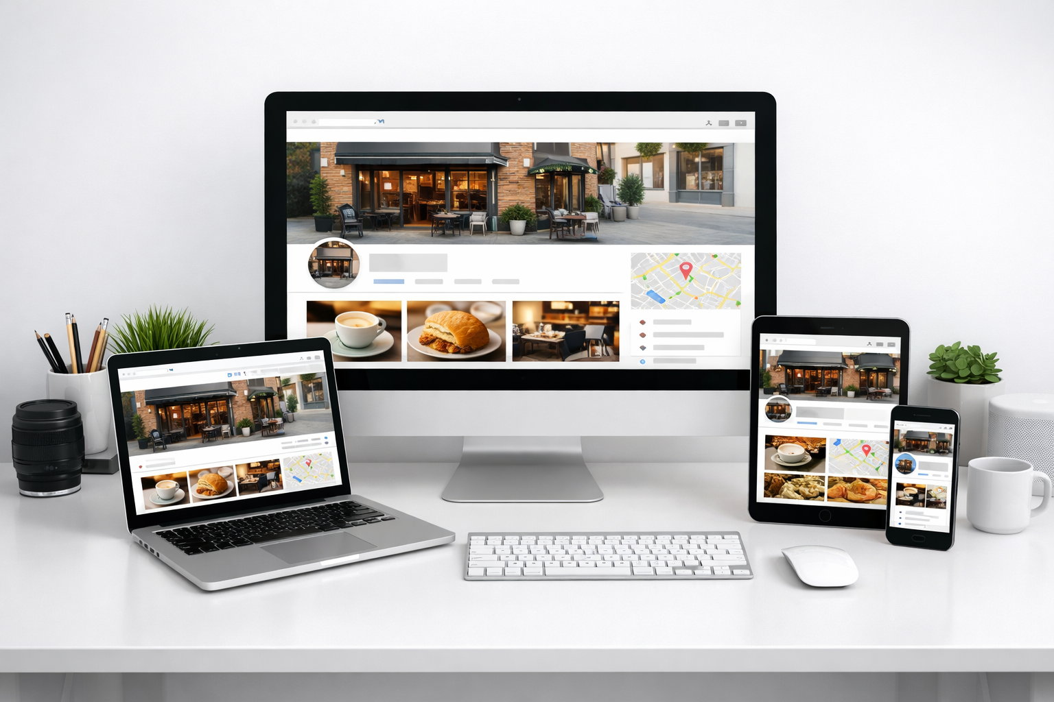 Digital display of business's online presence across platforms for entity alignment.