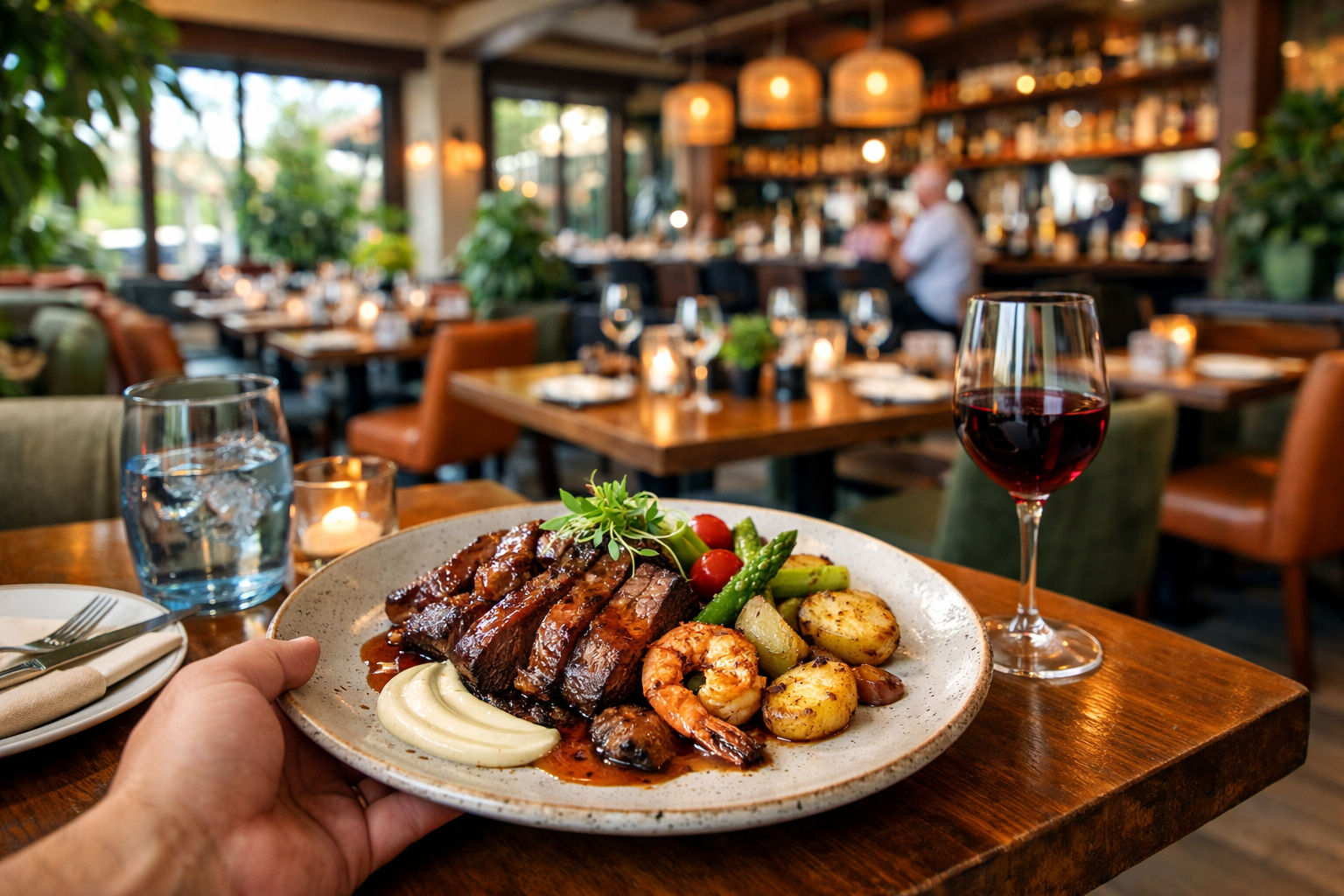 Interior dining area with signature dish.