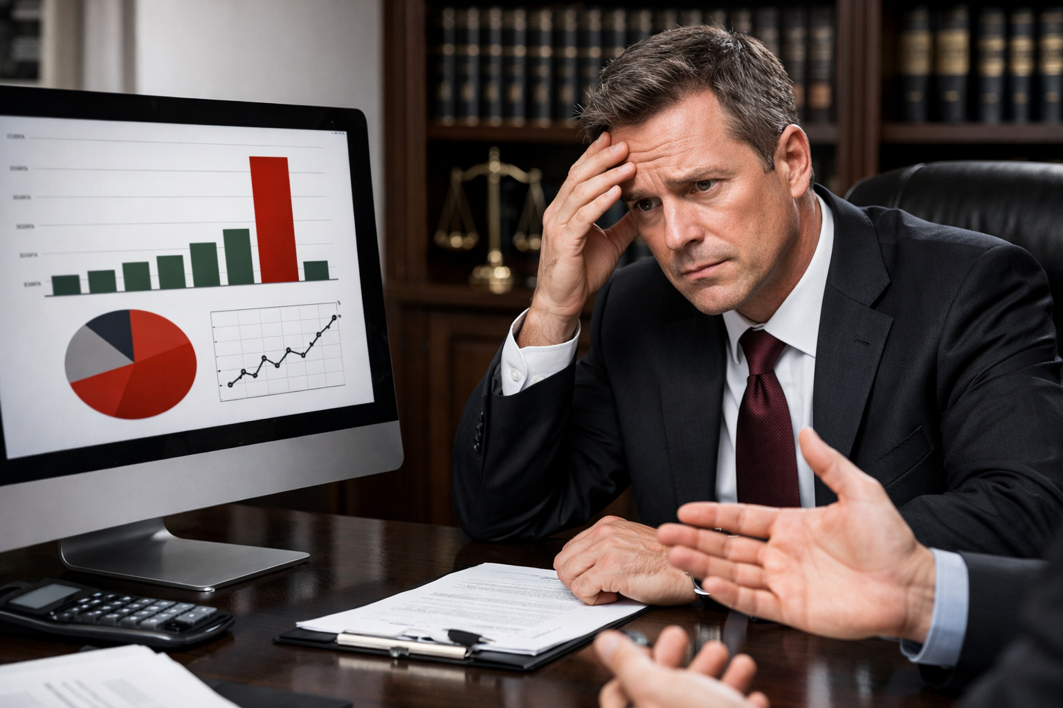 Attorney viewing financial report on Google Ads costs.