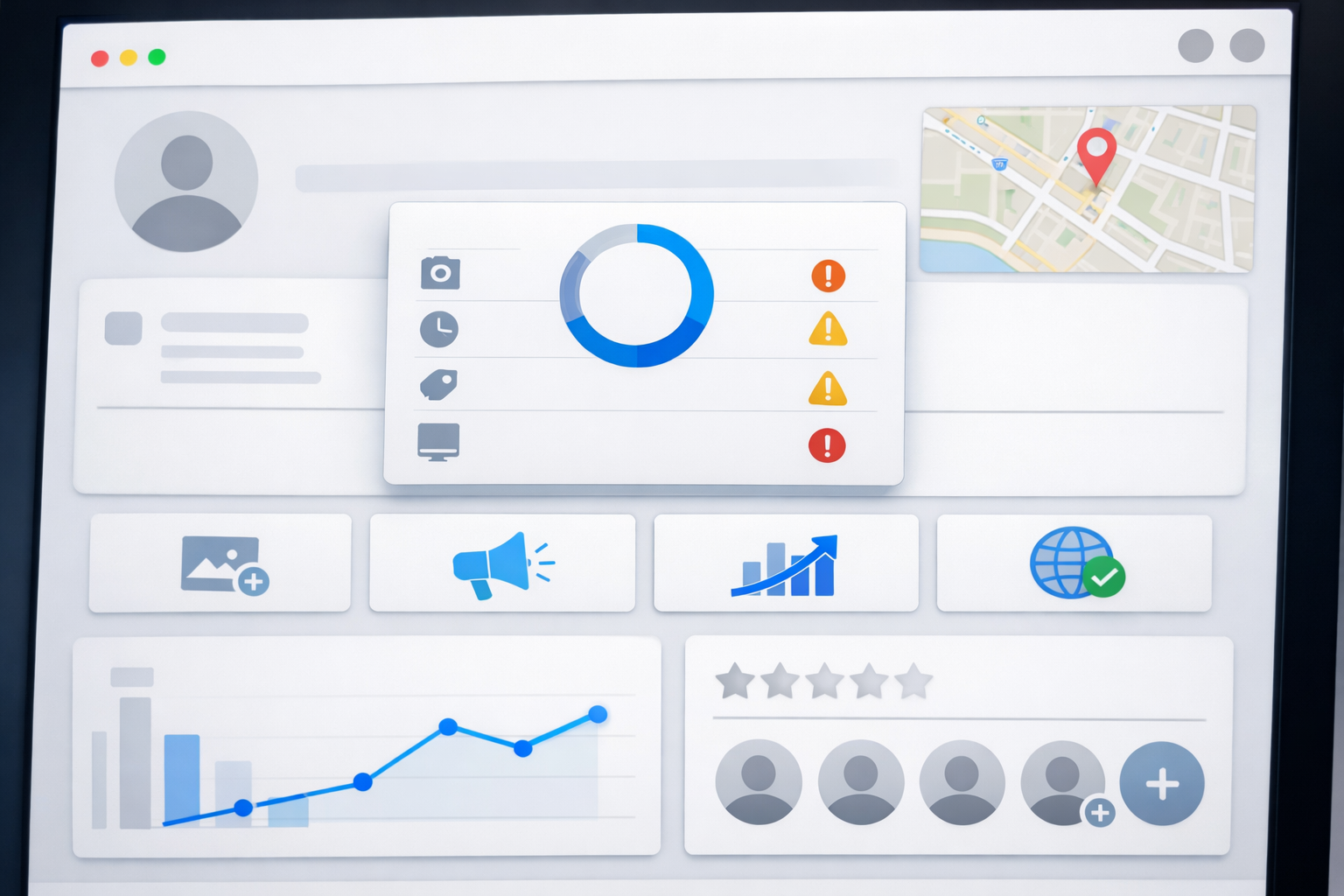 Google Business Profile page on screen, showing audit elements.