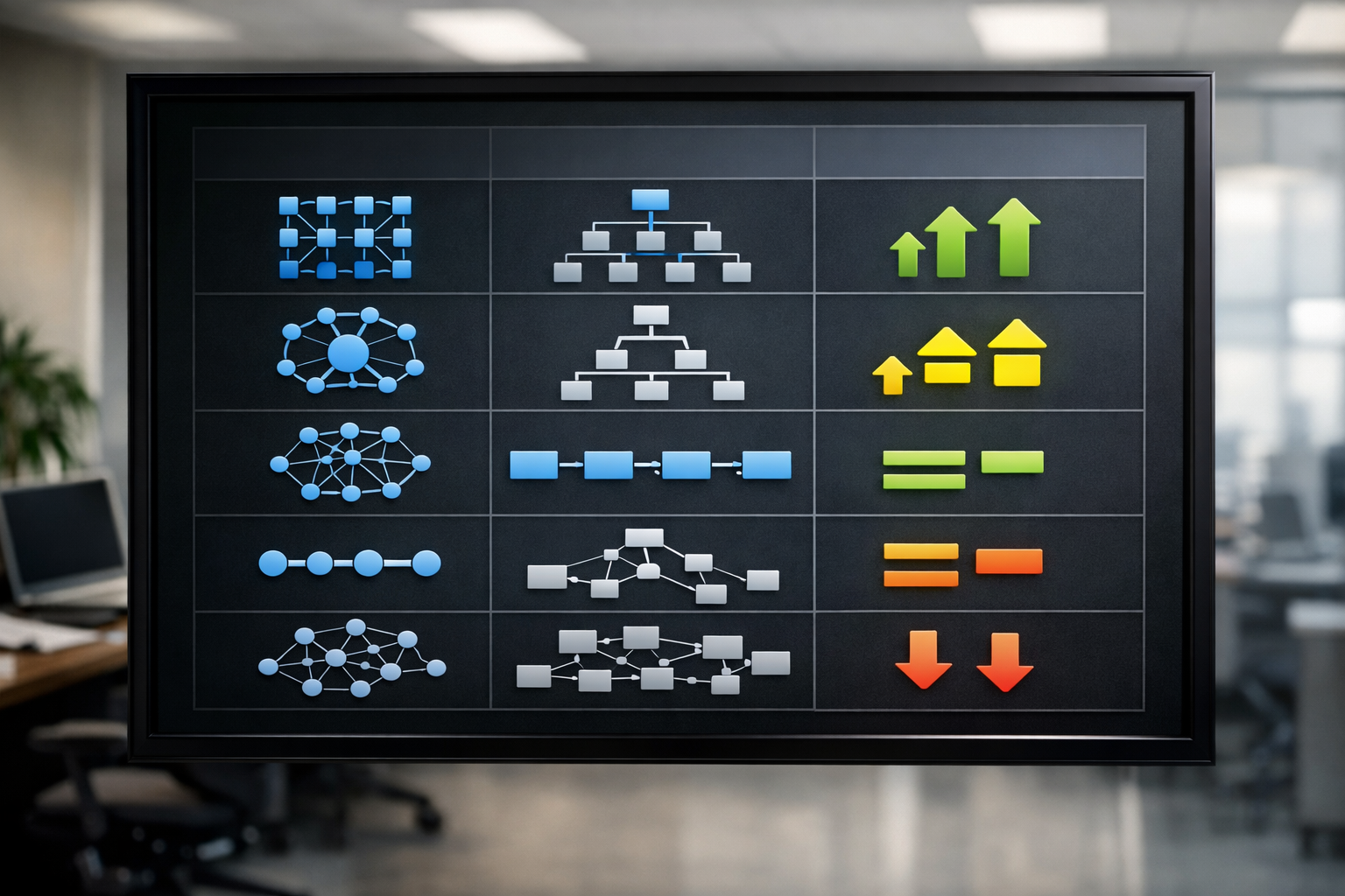 Chart comparing internal linking patterns on a digital screen.