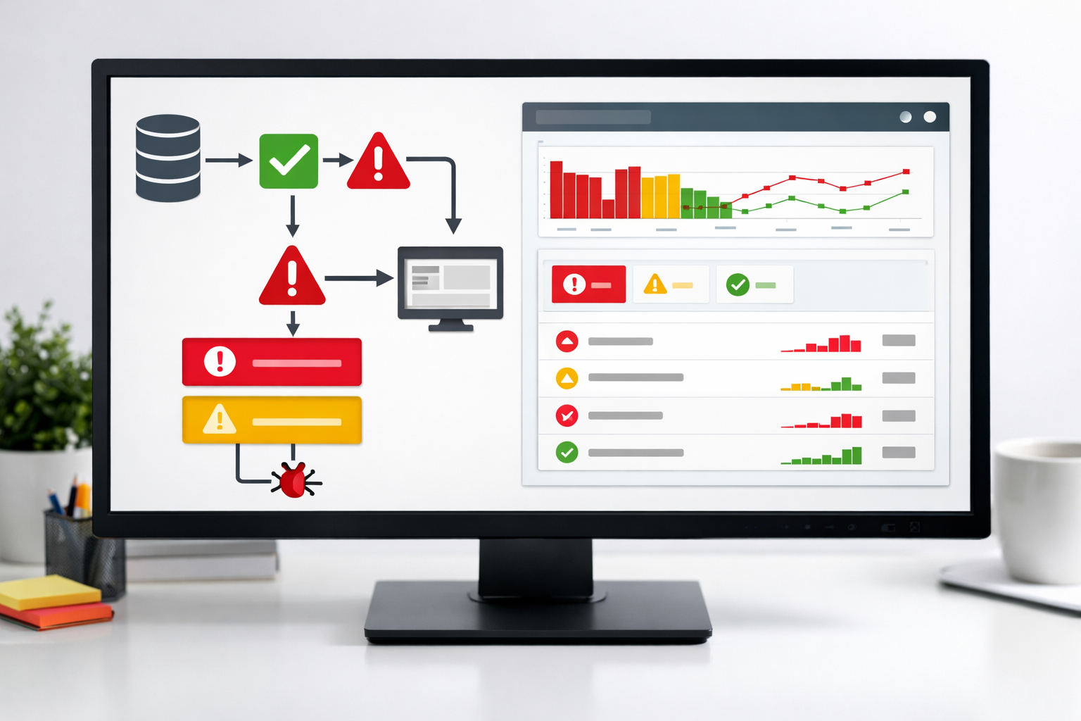 Schema validation workflow on monitor with error alerts.