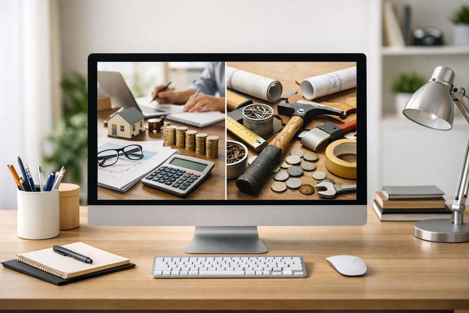 Comparison of agency and DIY costs on a computer screen.