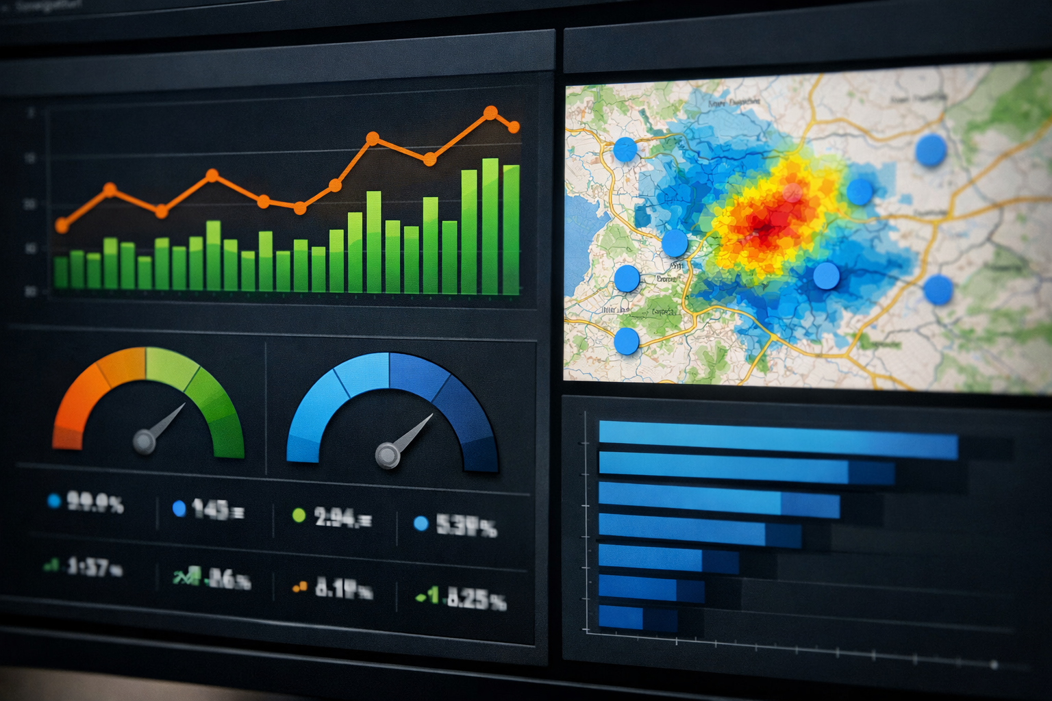 Close-up of screen showing 'Service Karmiel' keyword analytics.