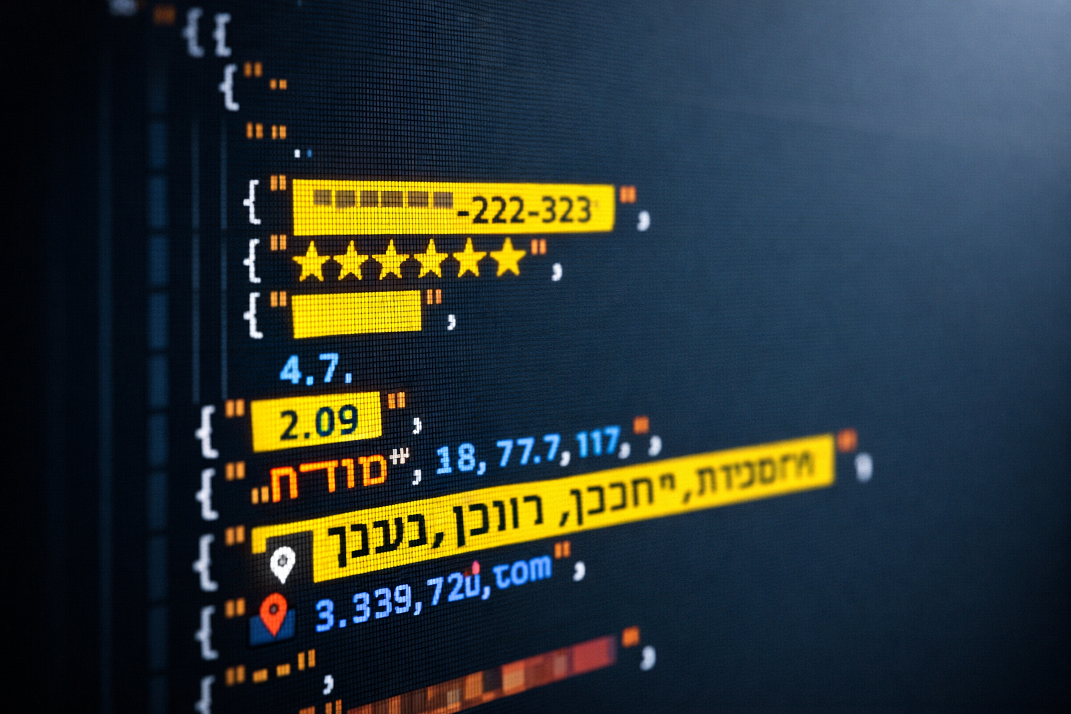 Computer screen with structured data and schema markup