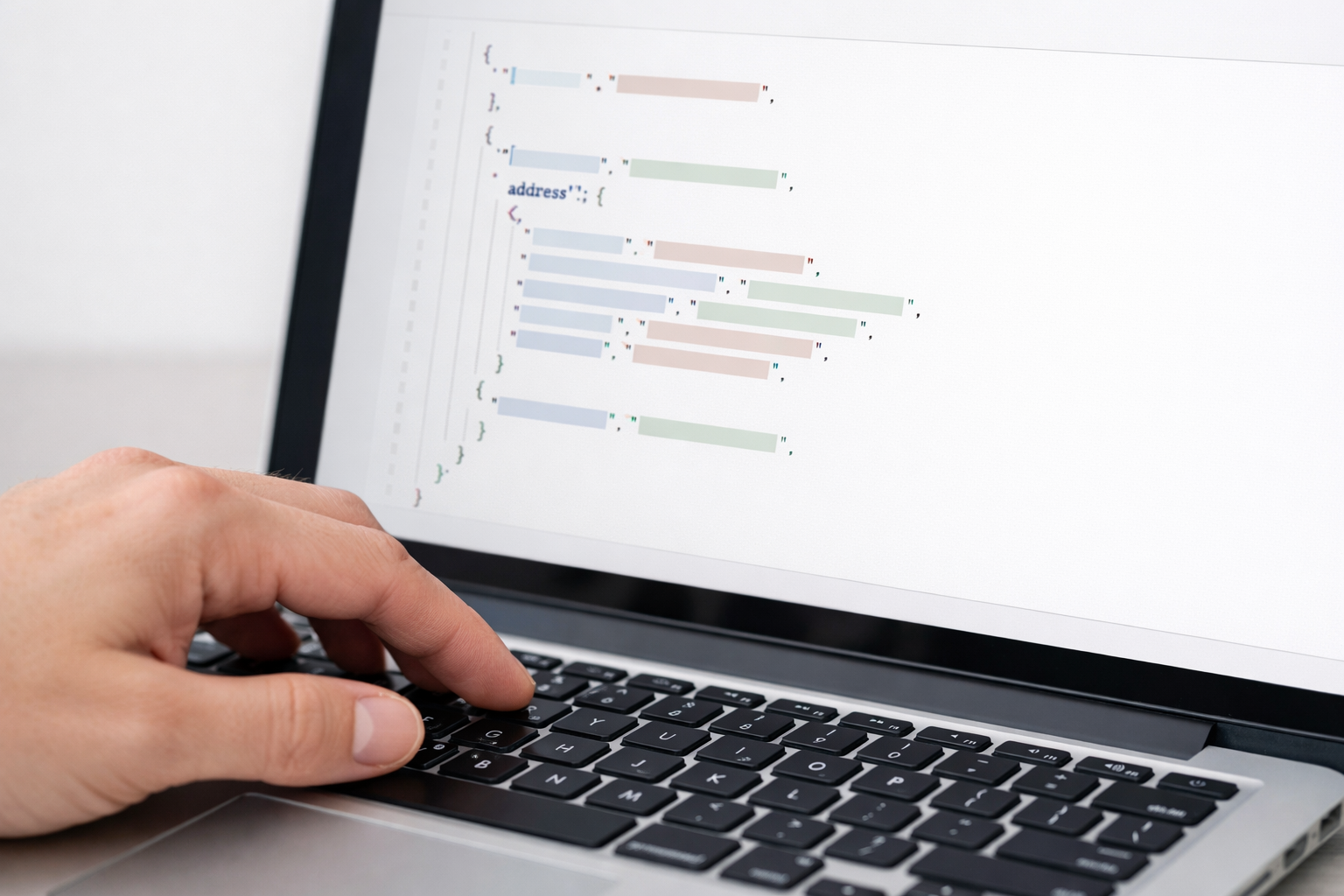 Laptop screen showing JSON-LD structured data editor
