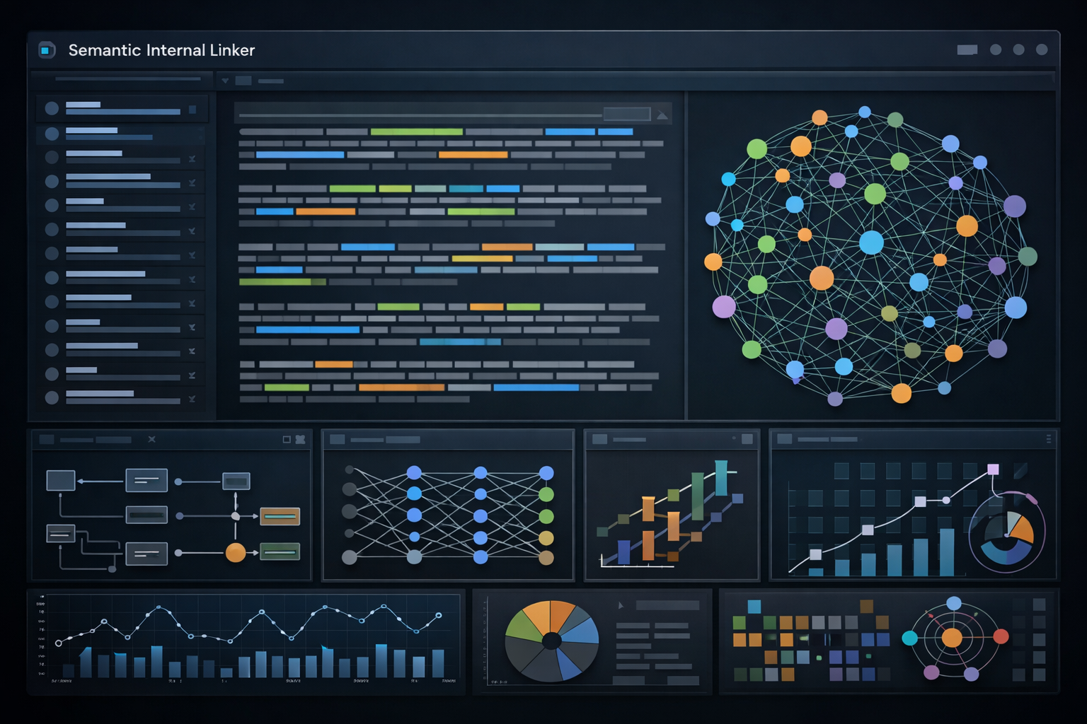 Computer screen with Semantic Internal Linker automating links.