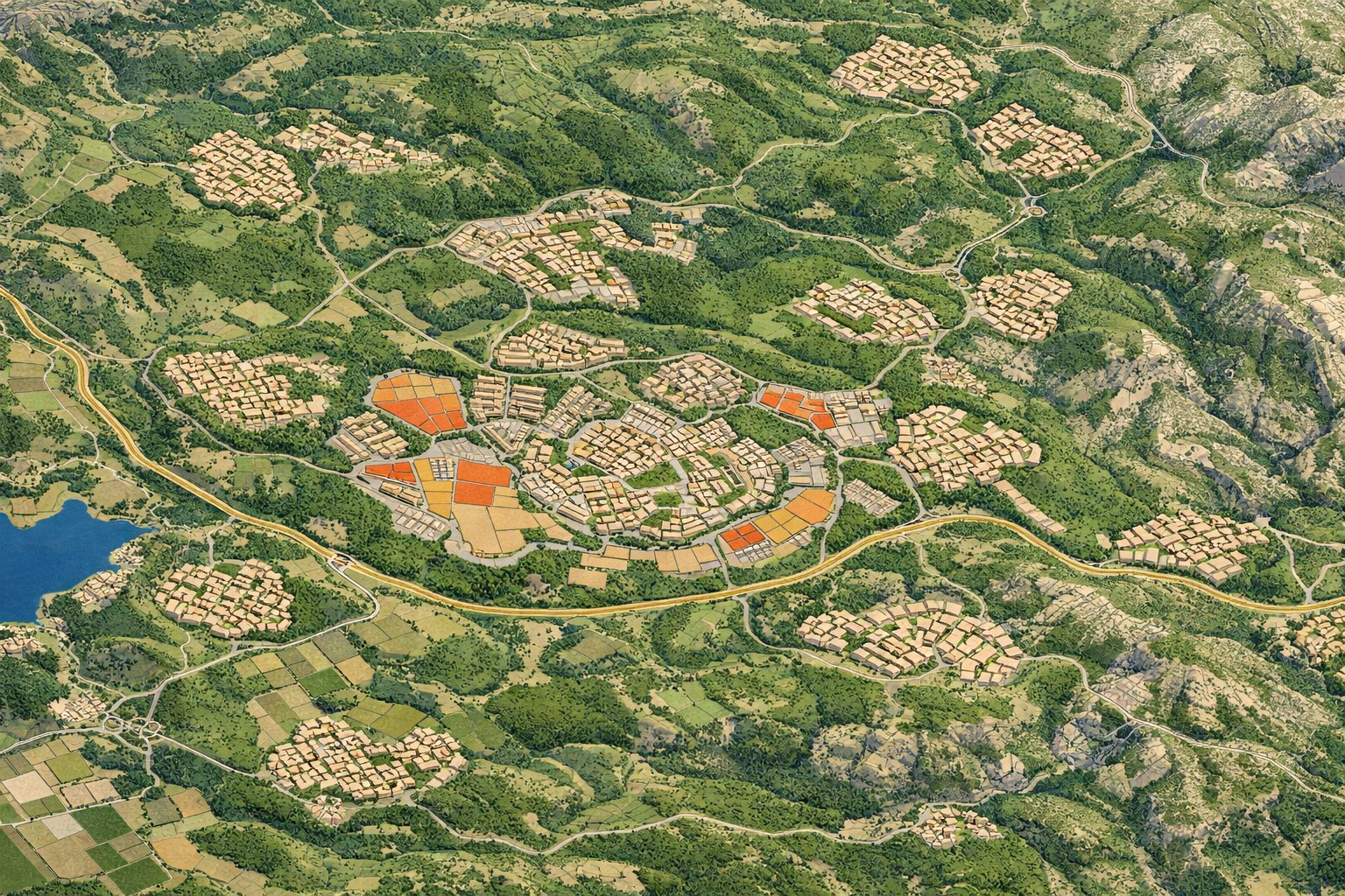 Map showing Karmiel with a 15km radius and highlighted zones.