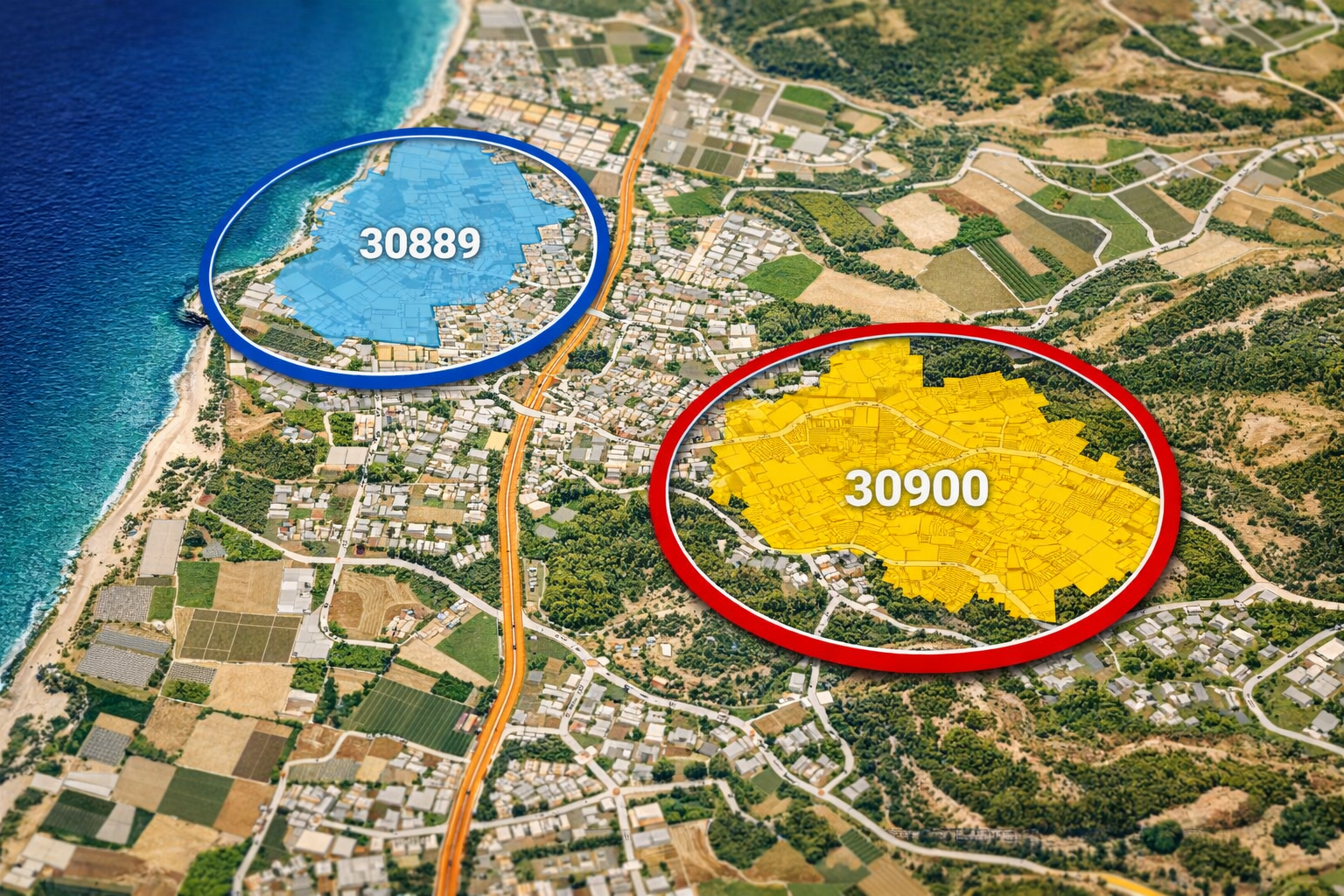 Map showing Zichron Yaakov and Caesarea with postal codes for SEO targeting.