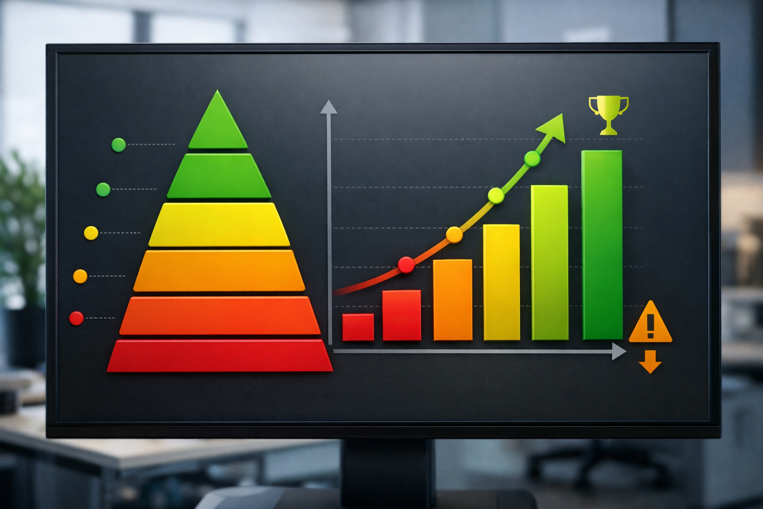 Chart on screen showing content uniqueness levels and outcomes.