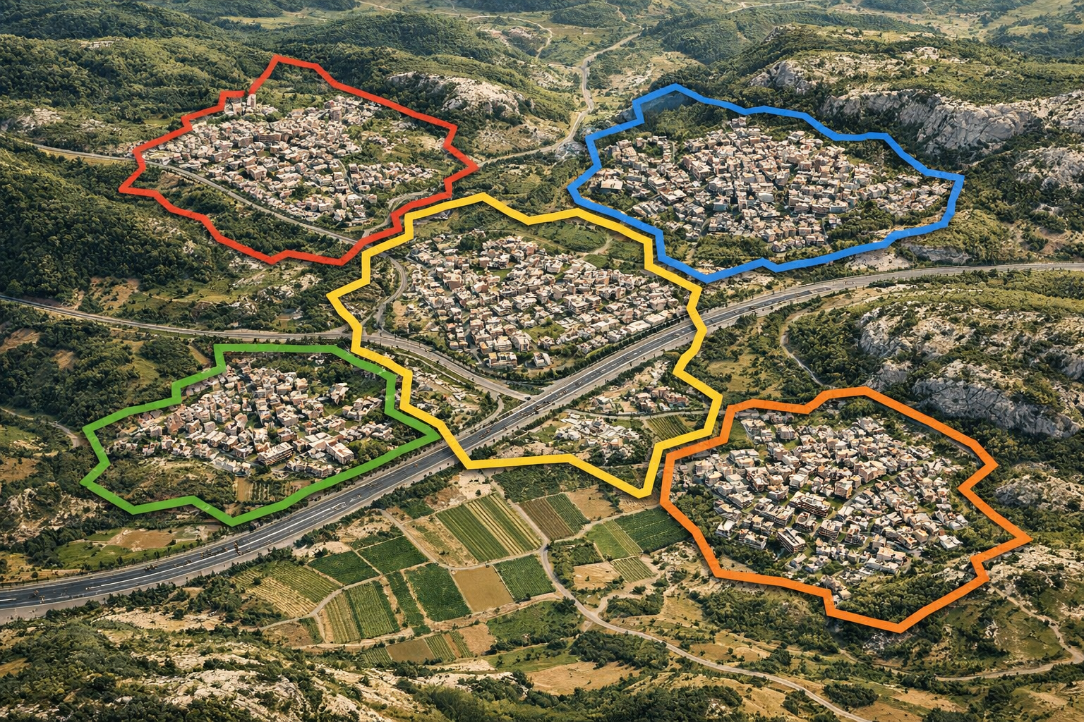 City map of Wadi Ara corridor with marked boundaries and cities.